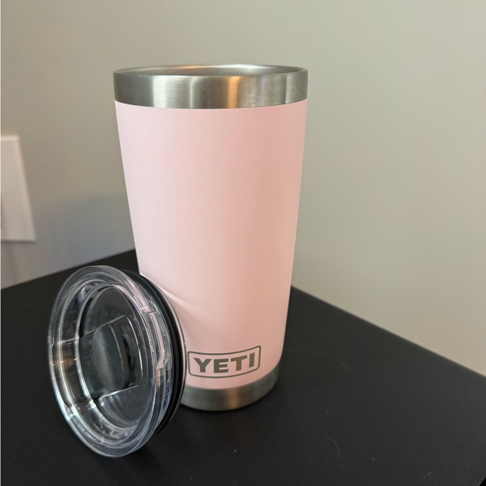 YETI Pink Tumbler with Clear Lid